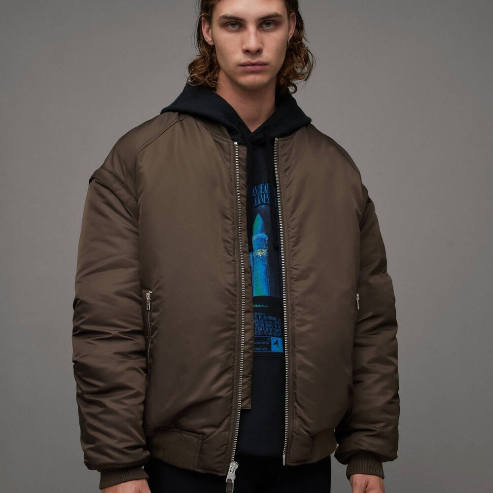 AllSaints Akio 2-In-1 Recycled Quilt Bomber Jacket